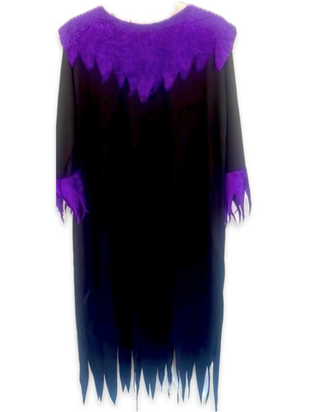 Kids Spooky Gothic Halloween Costume Black Jagged Dress Purple Faux Fur One Size